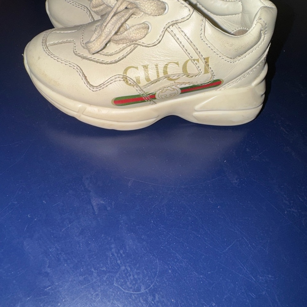 Gucci White Chunky Sneakers with Metallic Branding